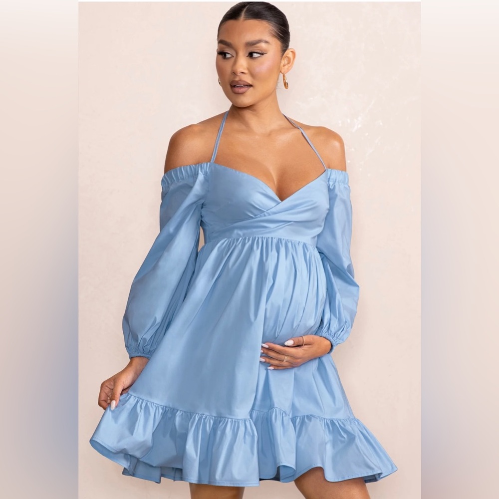 Baby blue Club London Kyra Babydoll maternity dress - new with tags, size 4